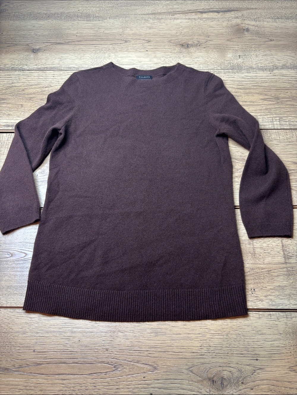 Women’s Talbots Chocolate Brown 100% Cashmere Crewneck Sweater Size XS